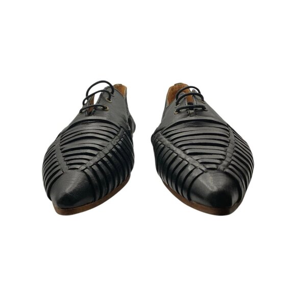 John Fluevog Womens Ella Size 10 Shoes Black Huarache Loafer Oxford Leather - Picture 4 of 9